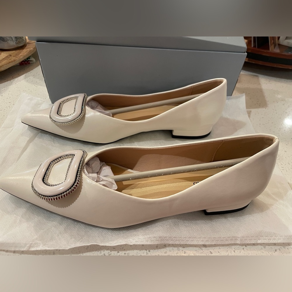 C.Paravano White Women's Shoes with Embellished Buckle - Picture 7 of 10